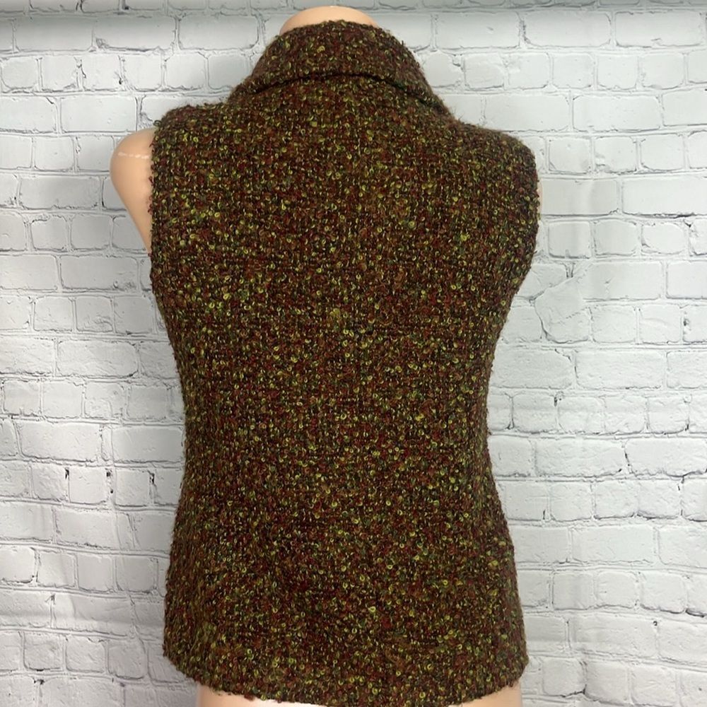 Beyond Threads Brown and Green Boucle Textured Zip-Up Vest Size Small - Picture 6 of 8